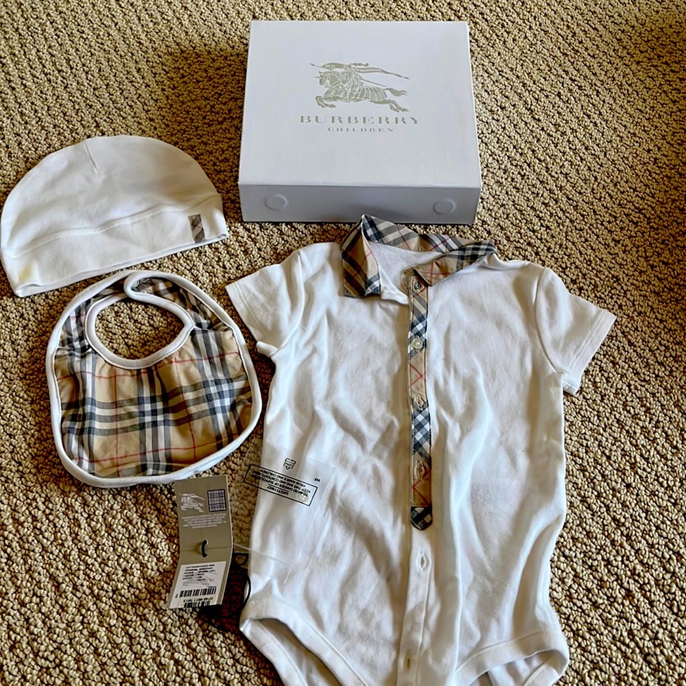 Burberry baby set.  Very gently used.  12 months size.